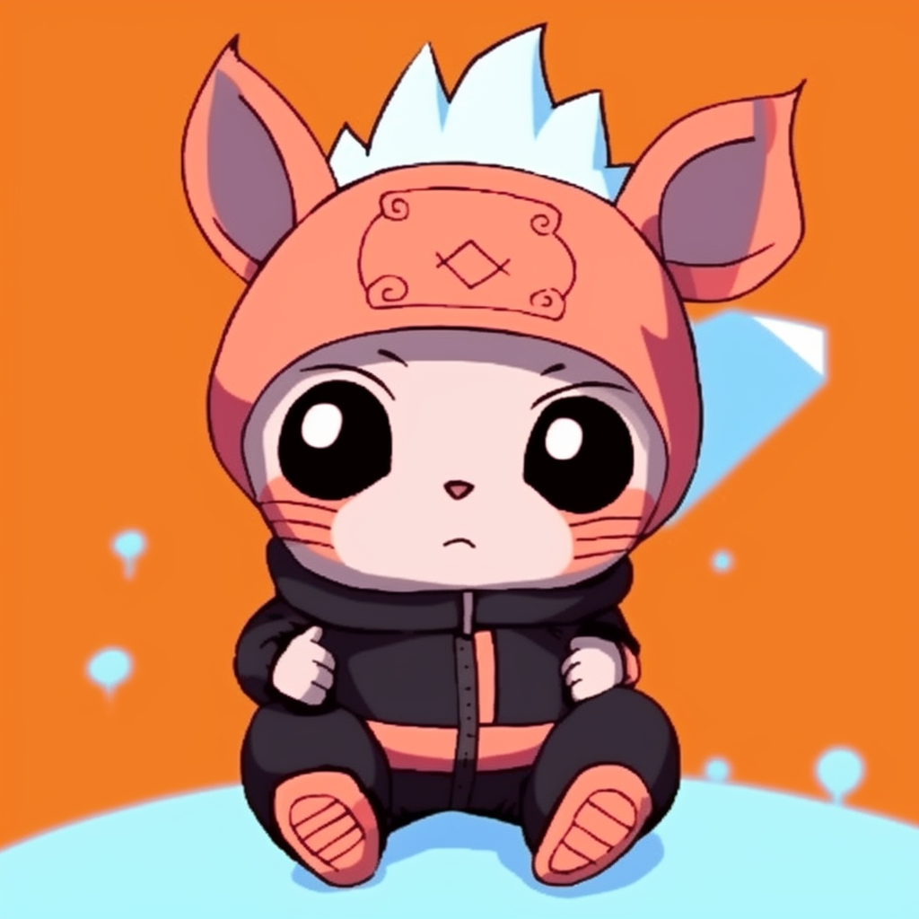 Chibi Naruto looking adorable, vivid colors and thick outlines. funny pfp for school pfp for discord.