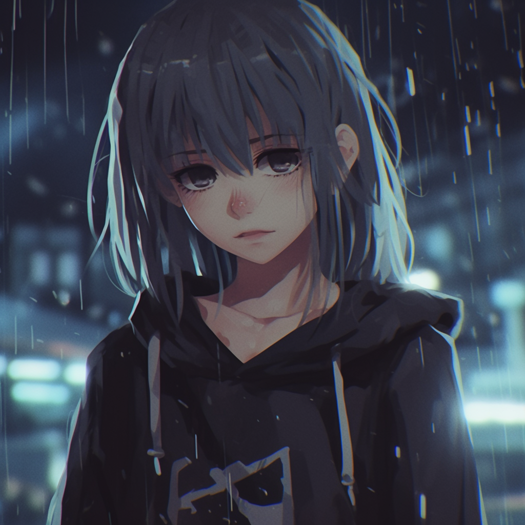 Silhouette against a lonely sunset, minimalistic style and vibrant contrasts. suggestive anime sad pfps