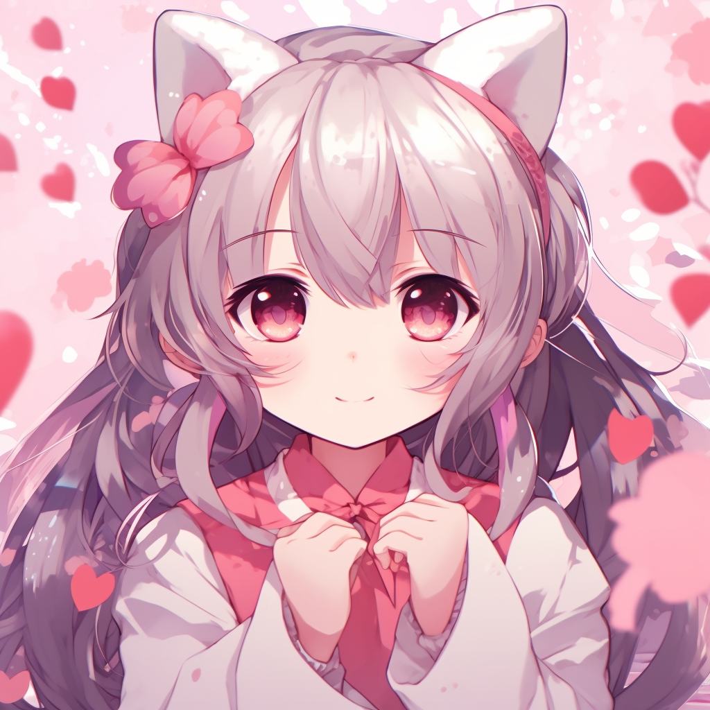 Adorable character basking in a sunset, warm tones and simple lines. epic kawaii anime pfp selections