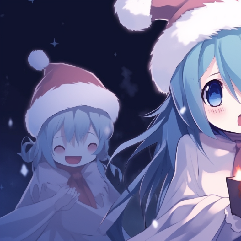 Two ghost characters adorning a holly and a jolly look, vibrant colors and a merry mood. matching christmas pfp ghost icons pfp for discord.