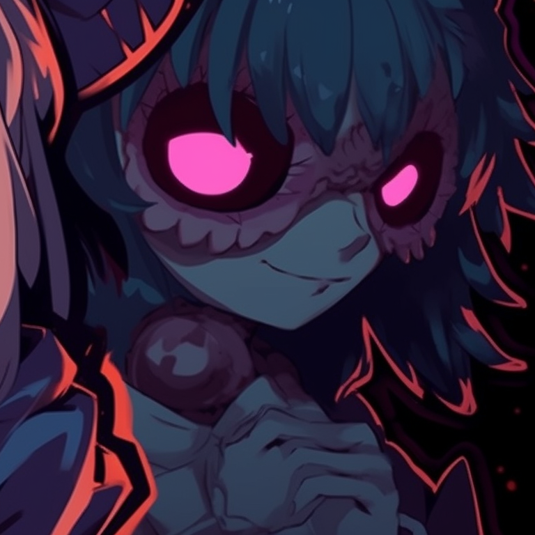 Identical characters in monster costumes, bold lines and Halloween-inspired colors. spooky memes for halloween matching pfp pfp for discord.