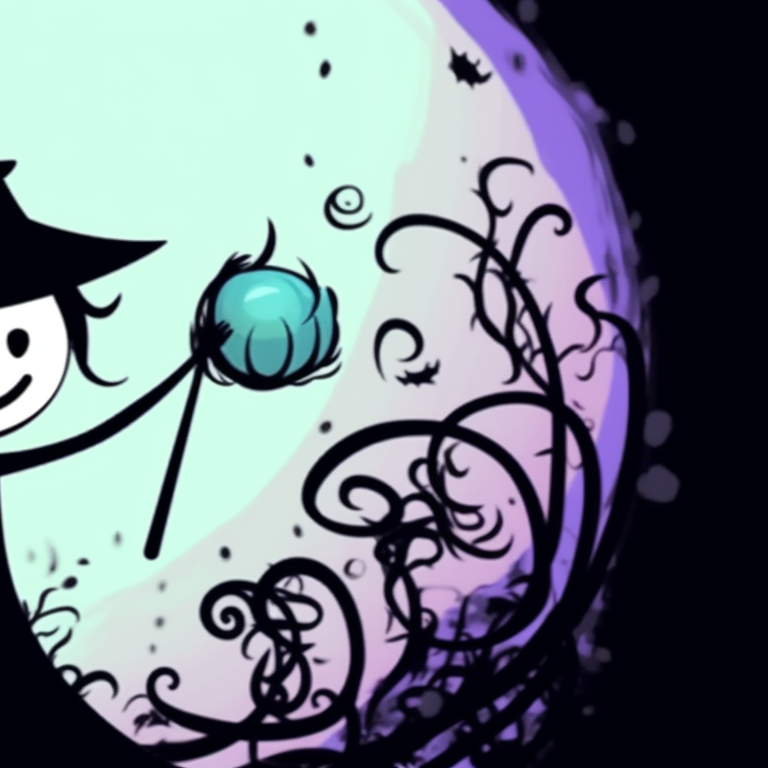 Stick figures in front of haunted house, eerie lights and dark shades, clutching each other. stickman pfp with halloween backdrop pfp for discord.