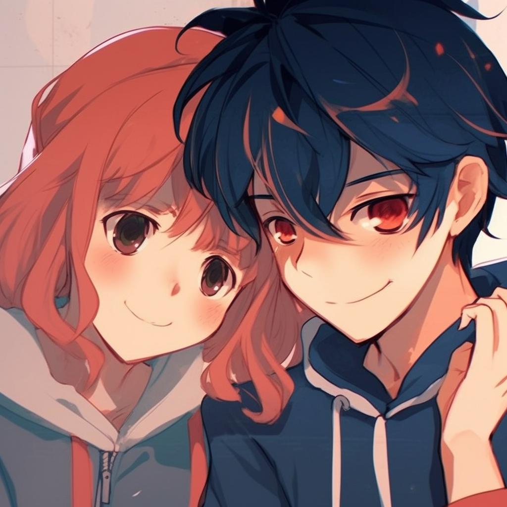 Ash and Misty sharing a sentimental gaze, soft lighting and deep colors. unique anime pfp couple creations pfp for discord.