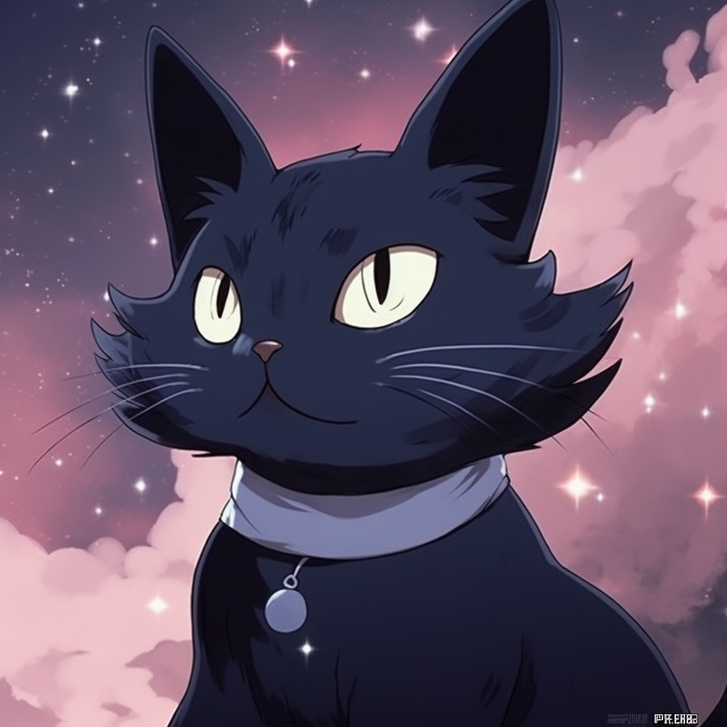 Anime cat depicted daydreaming, radiant color palette and soft shading. stylish anime cat drawings pfp