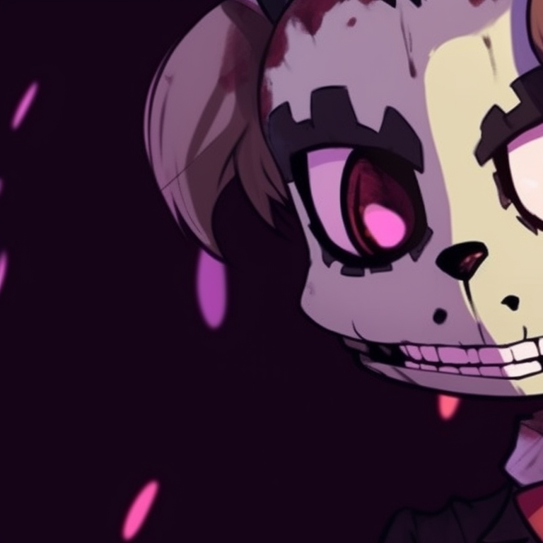 Two characters showing distinct facial expressions, vibrant colors against a grim backdrop. awesome fnaf pfps to match pfp for discord.