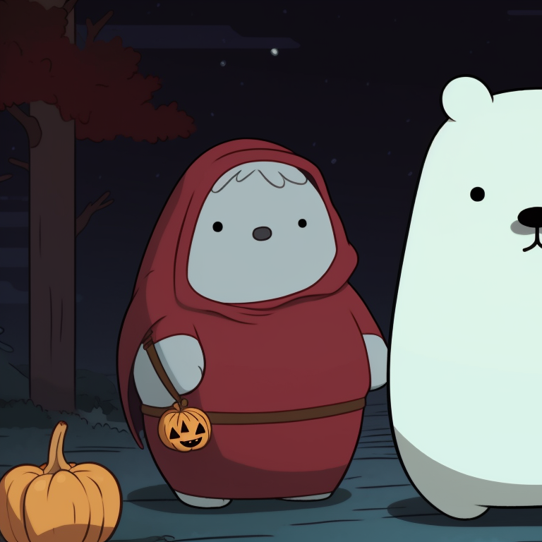 Three characters with ghostly expressions, eerie lighting and intense colors. we bare bears halloween pfp gallery pfp for discord.