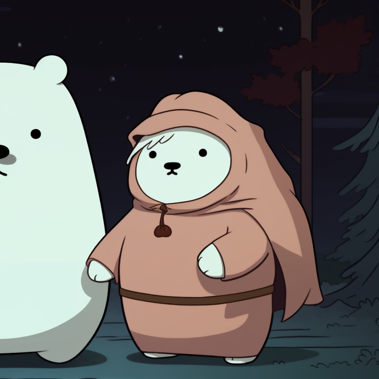Three characters with ghostly expressions, eerie lighting and intense colors. we bare bears halloween pfp gallery pfp for discord.