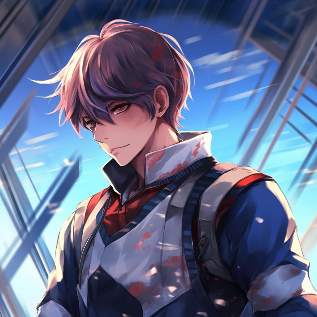 Todoroki displaying his dual powers, dynamic lighting effects and detailed flames and ice. manga anime guys pfp pfp for discord.