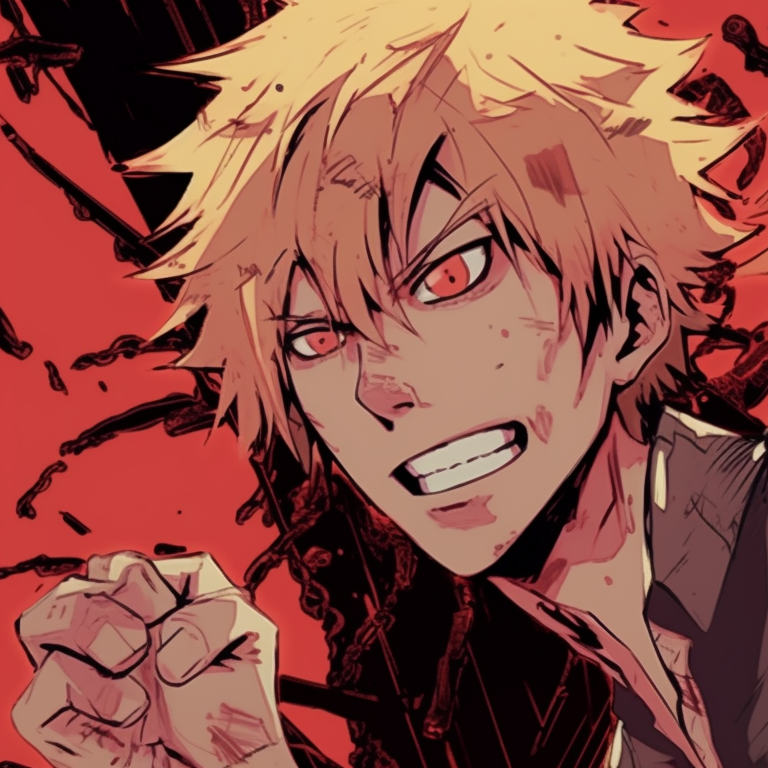 Two characters, one within the jaws of a monstrous form, dark colors and dramatic focus. chainsaw man themed matching pfp pfp for discord.