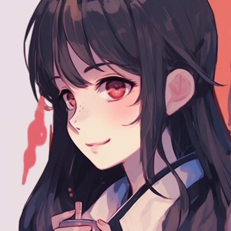 Two characters in traditional outfits, minimalistic design with a delicate balance of soft and vibrant colors. classic anime matching profile pictures for friends pfp for discord.