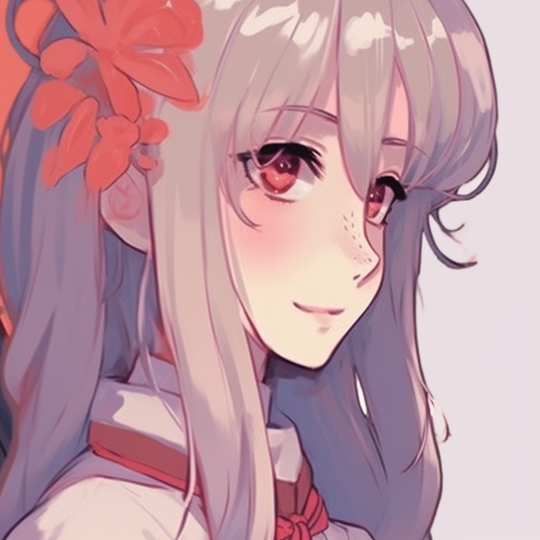 Two characters in traditional outfits, minimalistic design with a delicate balance of soft and vibrant colors. classic anime matching profile pictures for friends pfp for discord.