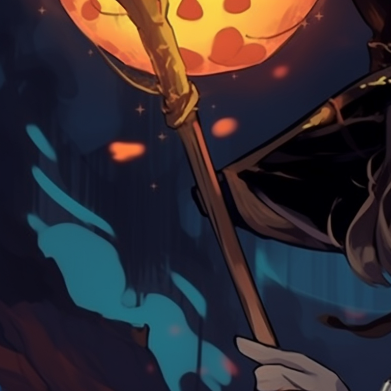 Twins dressed in jester costumes, their faces painted and carrying jack-o'-lanterns, with a colorful confetti filled background. ideal matching aesthetic halloween pfp pfp for discord.