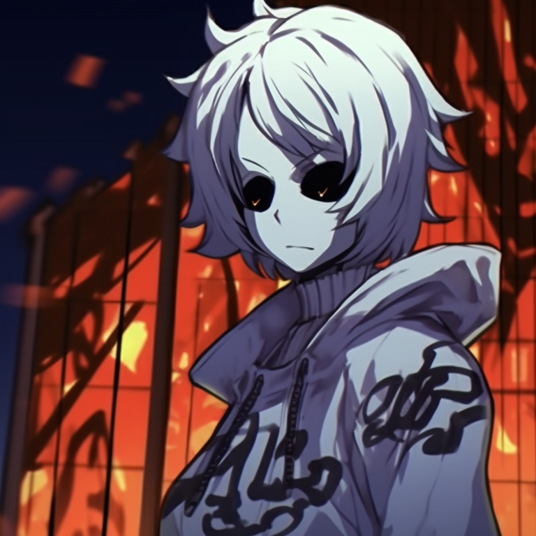 A warm scene featuring two characters casually sitting, wearing autumn-themed outfits enhanced by muted, earthy tones. tokyo revengers matching pfp halloween theme shopping ideas pfp for discord.