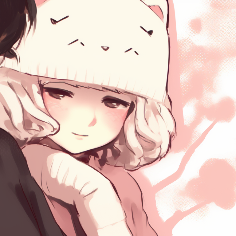 Two characters in a serene garden, warm color tones, and quiet smiles. versatile instagram cute matching pfp for any couple pfp for discord.