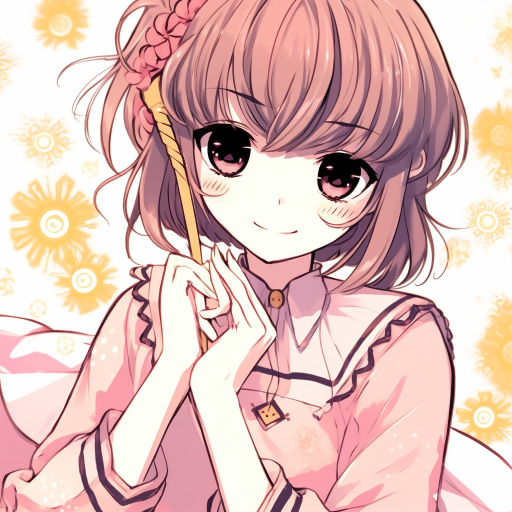 Close-up of Sakura Kinomoto's profile, soft shading and vibrant hair color. manga anime pfp for girls pfp for discord.