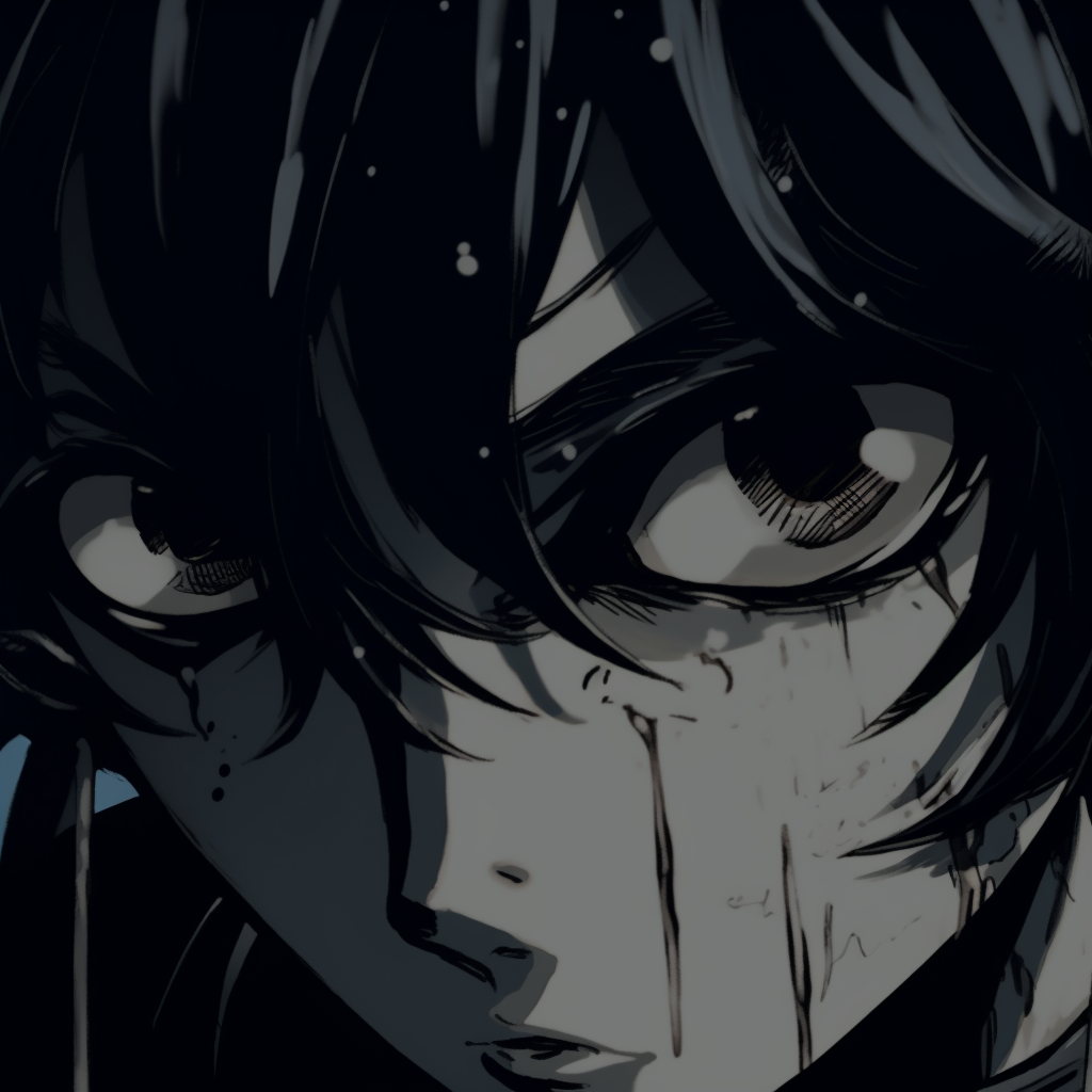 Silhouette of an anime character, intricate details fading into darkness. dark anime pfp stylesHD, free download