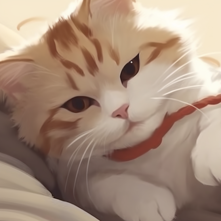 Two matching cat characters, childlike style and playful expressions, chasing a ball of yarn. cool matching pfp cat designs pfp for discord.