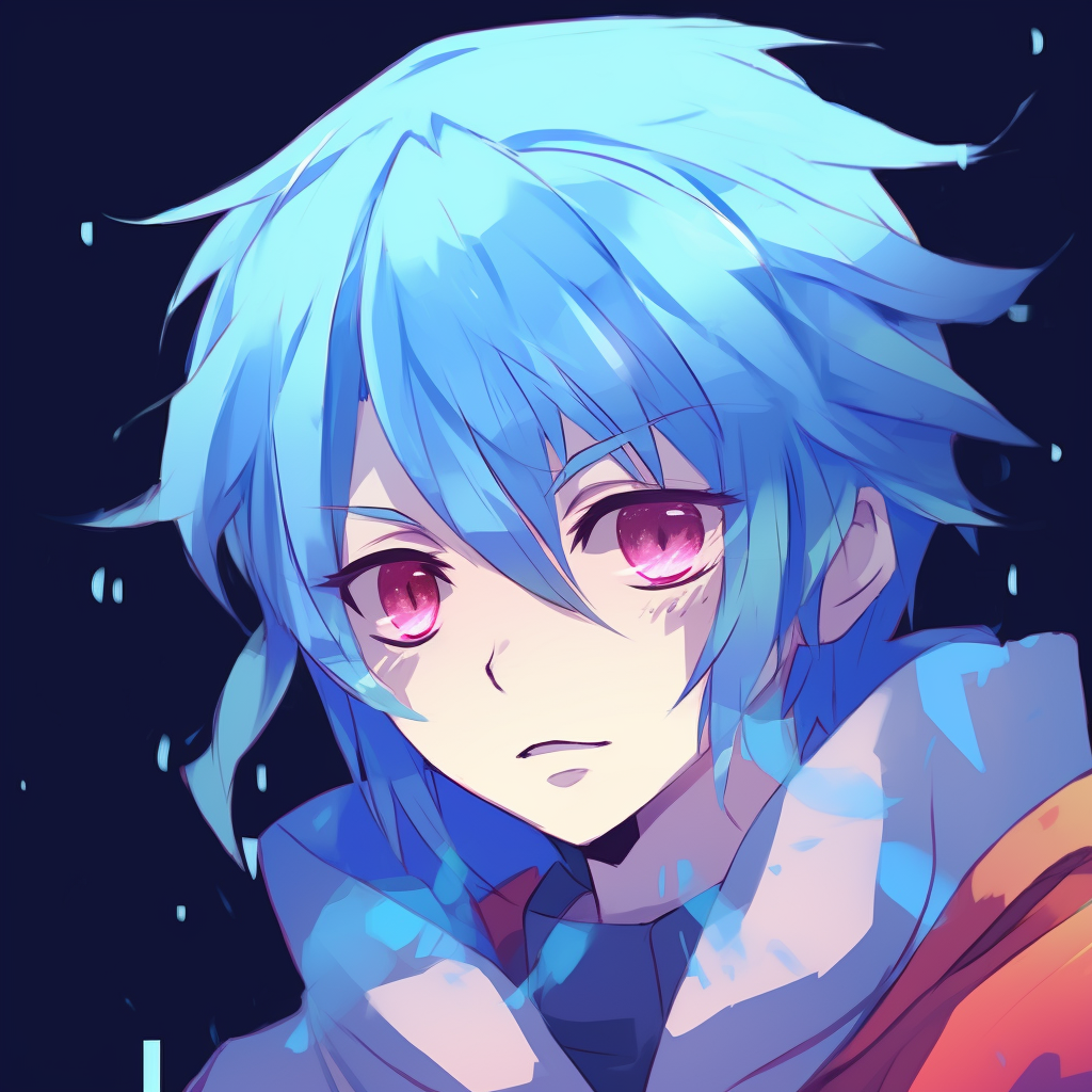 Sora smiling, exhibiting his elusive joy, soft gradients creating an ethereal effect. light blue anime pfp