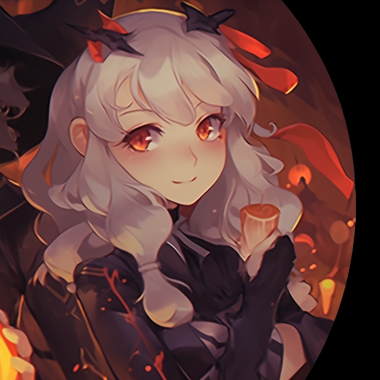 Two characters under a purple Halloween sky, bright costumes against a moody background. genshin inspired halloween matching pfp pfp for discord.