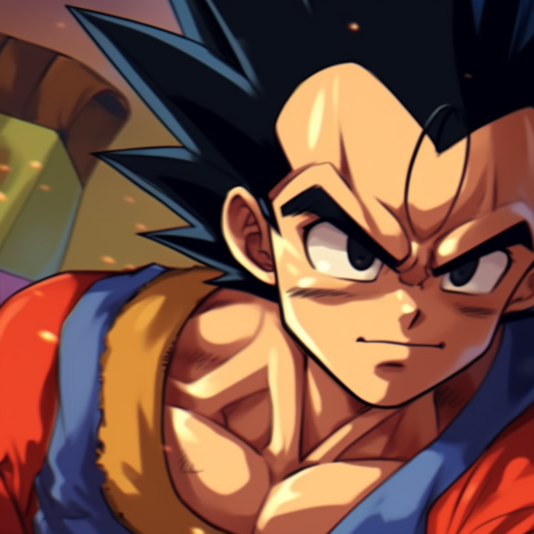 Bulma and Vegeta in their holiday attire, vibrant colors and a playful style. vegeta and bulma dragonball christmas pfp pairing pfp for discord.