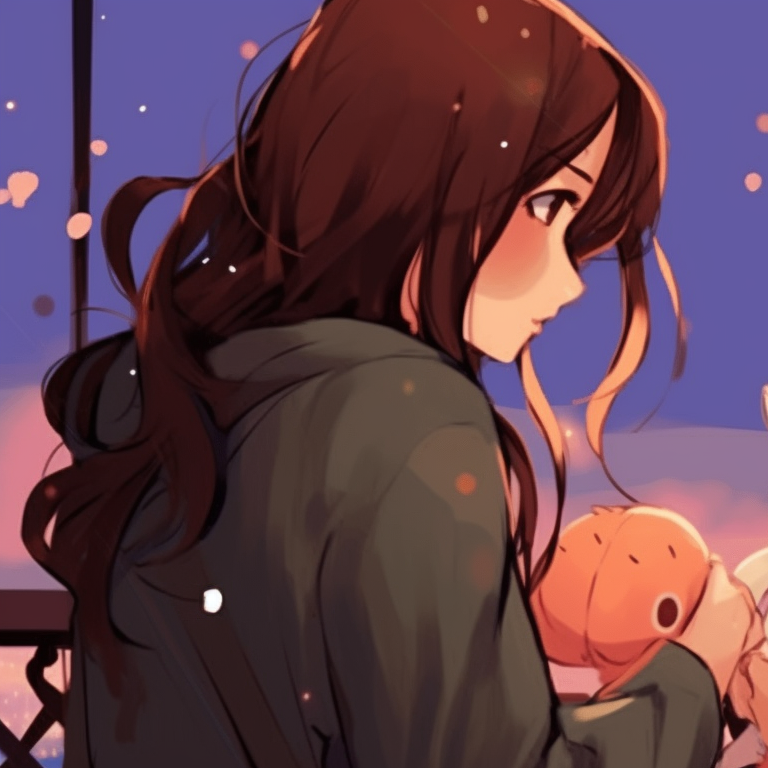 Two characters gazing at a starry sky, cool tones, and detailed star lights. matching pfp for best friends inspiration pfp for discord.