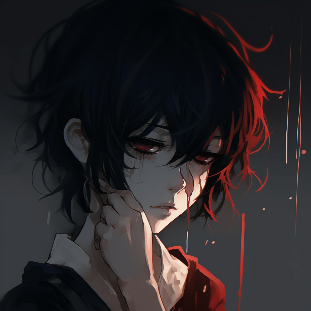 Despairing anime girl, detailed shading and harsh lines. depressed anime girl pfp gallery