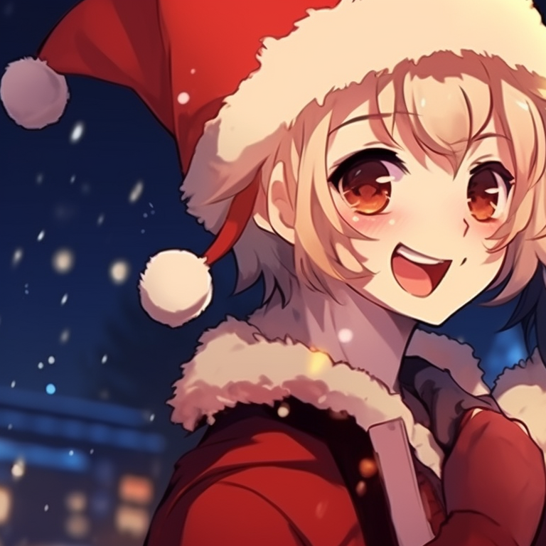 Two characters carol singing, detailed musical notes and expressive singing faces. cool christmas matching discord pfp inspiration pfp for discord.