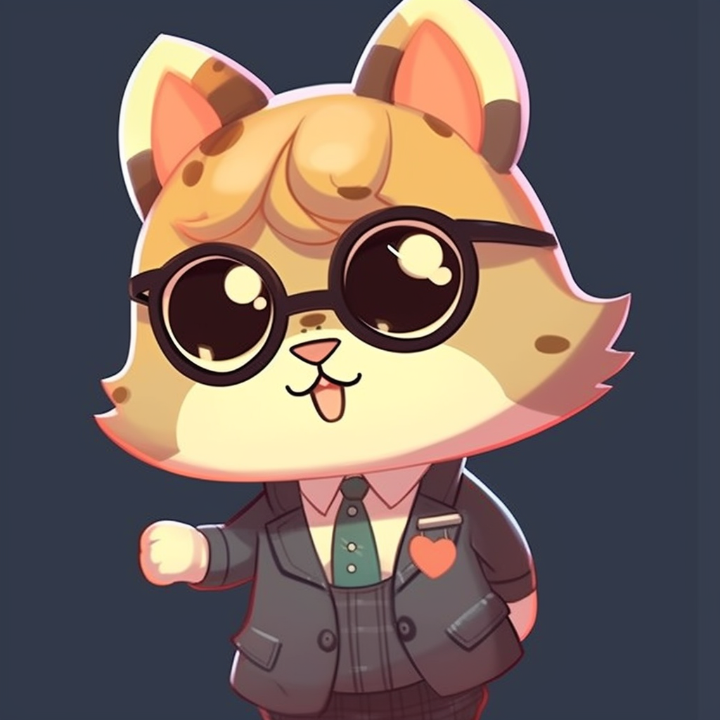 Raymond, the cat from Animal Crossing, characterized by his slick fashion and businesslike demeanor. cat-themed animal crossing pfp