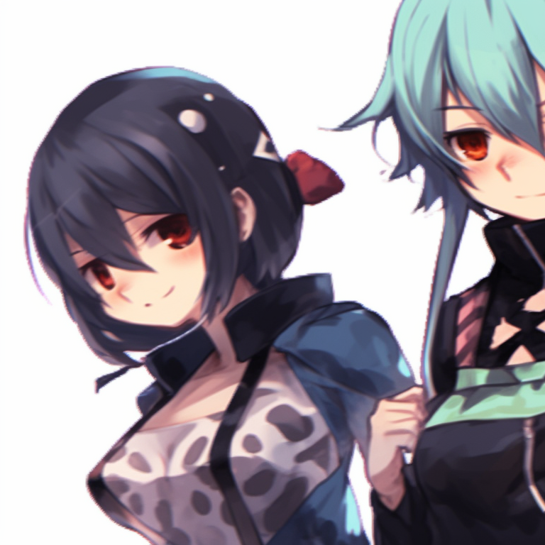 Three characters, youthful energy, bright colors, and a lively atmosphere. adorable trio pfp matching pfp for discord.