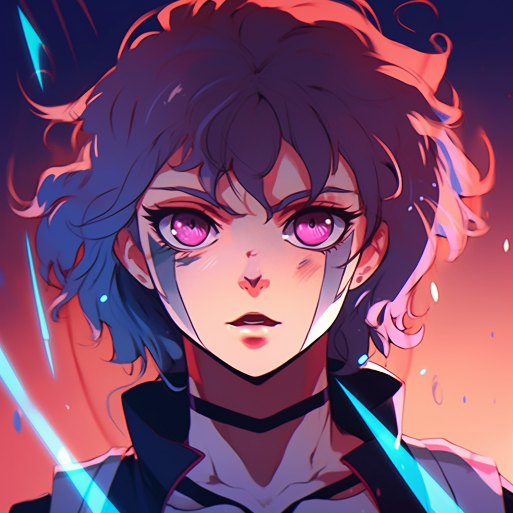 The eyes of anime character, reflecting the stars, highlights the meticulous details and striking colors. high quality anime pfp – aesthetic choices