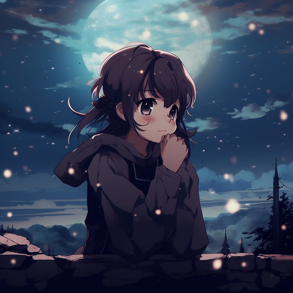 Profile picture featuring an anime boy under a star-filled sky, cool color palette. aesthetic cute anime pfp for all pfp for discord.