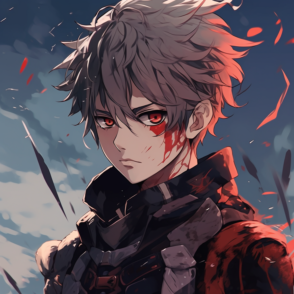 Close-up view of a warrior character's eyes, exhibiting an intense gaze with bold color play. best cool pfp anime images pfp for discord.