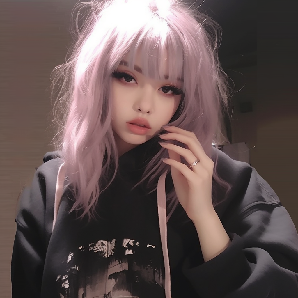 Dramatic grunge profile of an anime girl with haunting eyes, bold outlines, and dark color scheme. girly grunge aesthetic pfp pfp for discord.