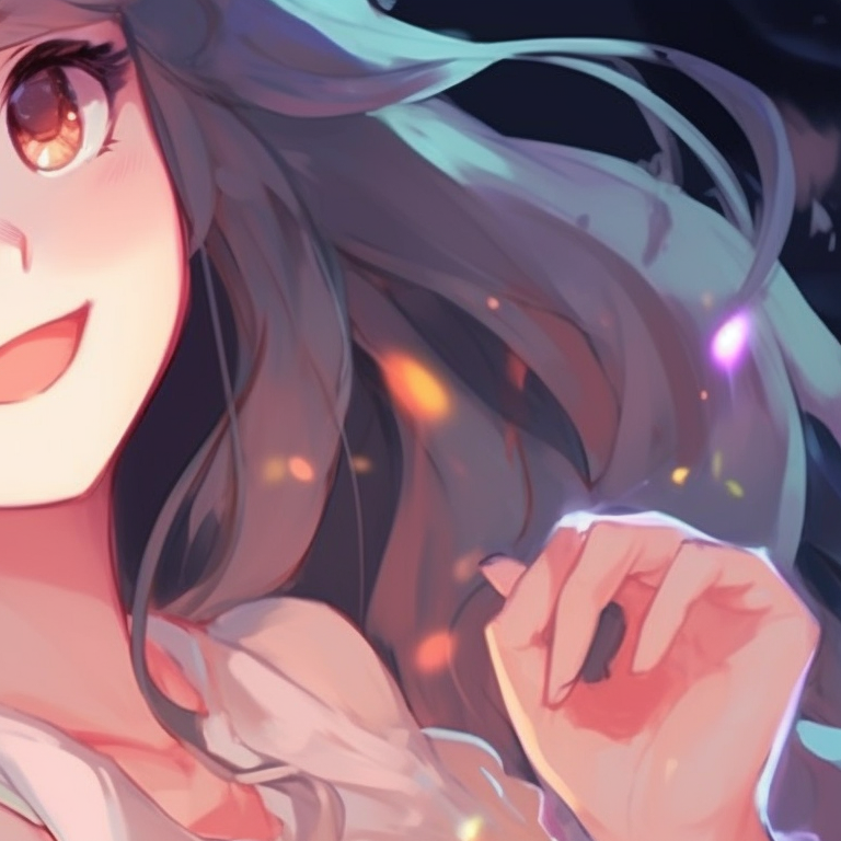 Two anime characters, vibrant colors and cartoonish style, playfully teasing each other. best friends matching pfp for anime lovers pfp for discord.