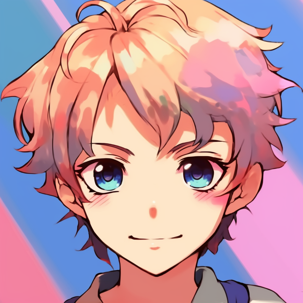 Anime meme boy whistling, casual pose and vibrant color scheme. pfp with anime meme boy pfp for discord.
