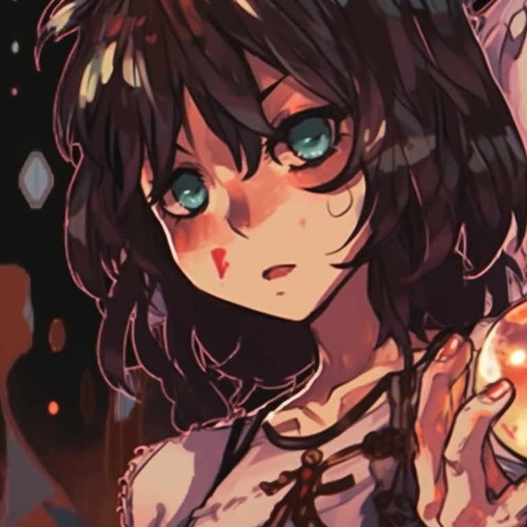 Two characters in witchy outfits, with magical elements and deep rich color palette. mha matching pfp halloween theme party designs pfp for discord.