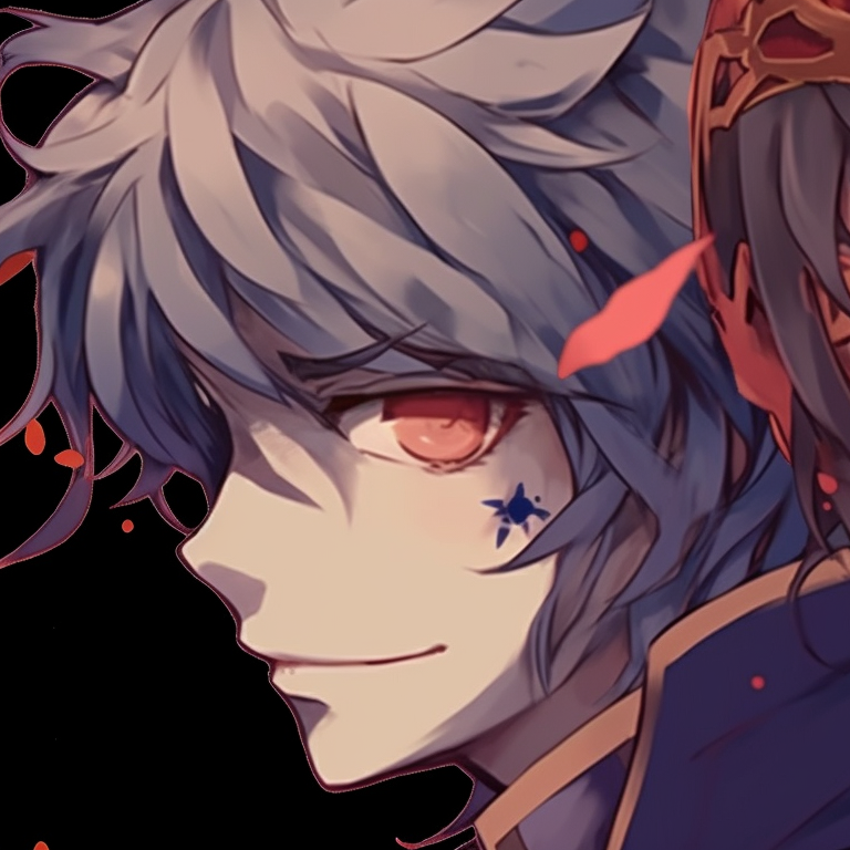 Two characters experiencing an enchanting Halloween night, contrasting bright and dark colors. spooky anime couples halloween themed profile pictures pfp for discord.