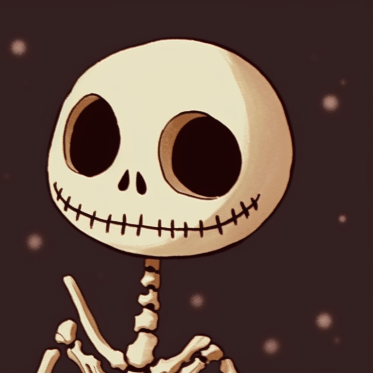 Laughing skeleton characters, warm colors, and festive attire. cute skeleton matching christmas pfp pfp for discord.