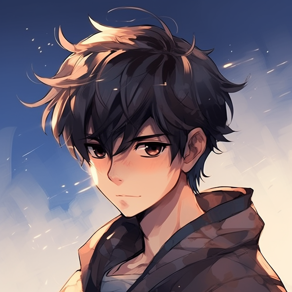 Warrior-like anime figure in profile picture, striking contrast and detailed costume designs. premium anime pfp male pfp for discord.