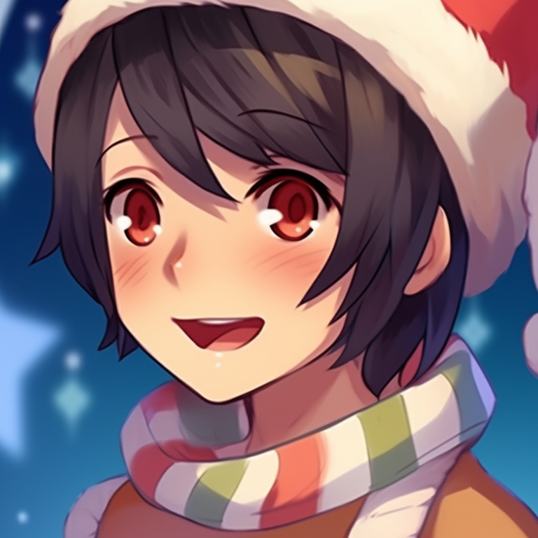Two characters in Santa hats, bold contrast and exaggerated expressions. matching cute christmas pfp aesthetic themes pfp for discord.