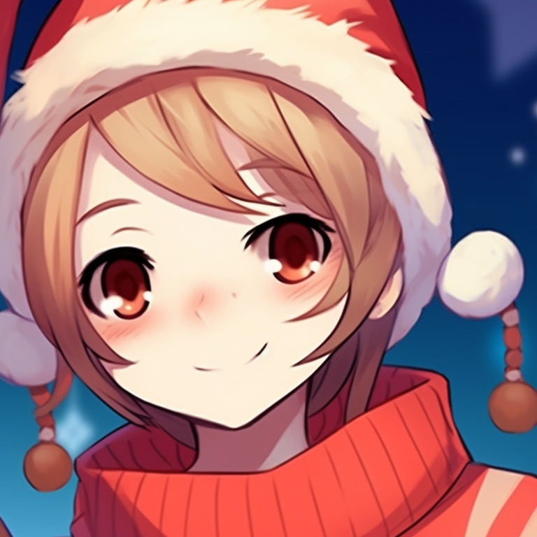 Two characters in Santa hats, bold contrast and exaggerated expressions. matching cute christmas pfp aesthetic themes pfp for discord.