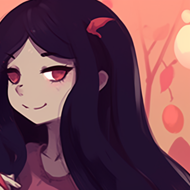 Marceline playing her ax bass and Bubblegum conducting a ghost choir, gothic art style with dark undertones. marceline and bubblegum halloween pfp pfp for discord.