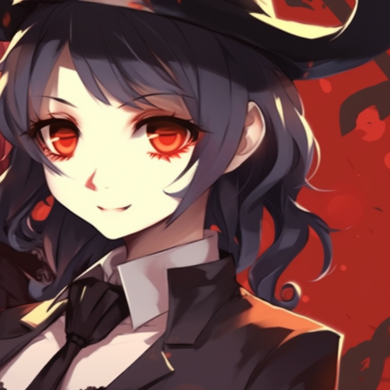 Two characters wearing vampire-inspired outfits, the scene is touched by eerie moonlight. details of anime couple halloween scene backdrop pfp for discord.