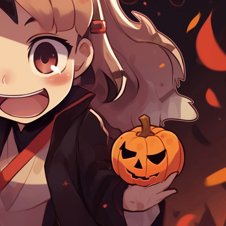 Zenitsu and Nezuko in matching witch and wizard costumes, with a haunted house backdrop and darker shading. halloween themed zenitsu and nezuko fanart pfp for discord.