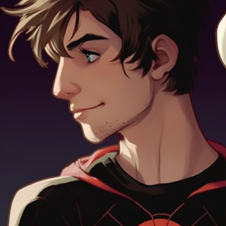 Gwen and Miles intertwined in an intricate pose, the color palette reflects their harmony. miles and gwen matching pfp personalities pfp for discord.