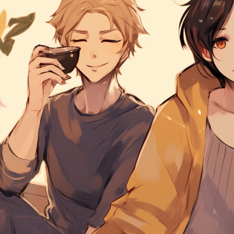 Three characters in silhouette against a sunset, rich gradients and a sense of tranquility. unique matching trio pfp ideas pfp for discord.