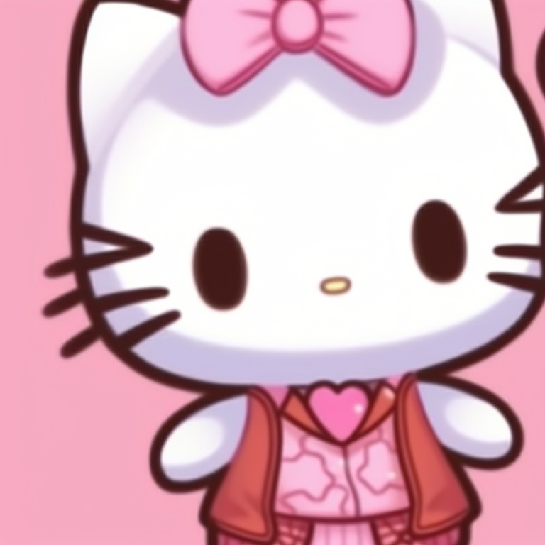 Two Hello Kitty characters, pastel pink background, adorned with ribbons. hello kitty matching pfp ideas pfp for discord.
