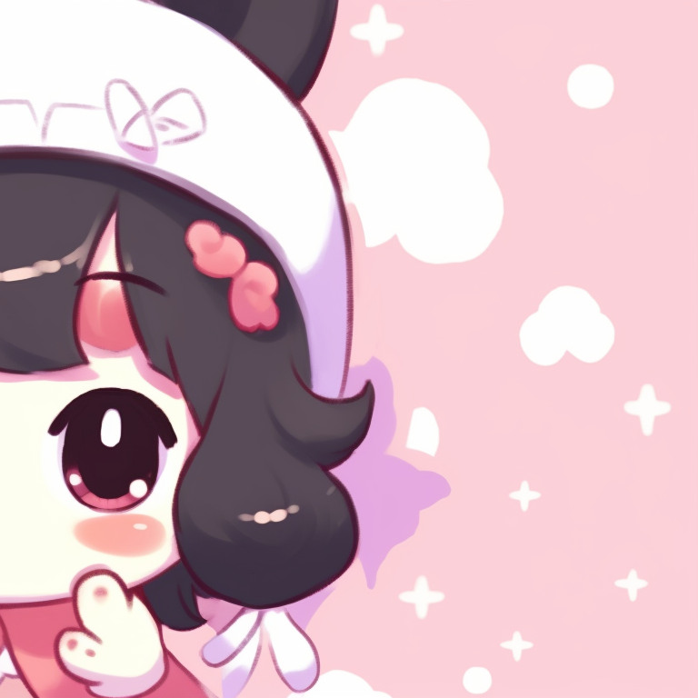 Two Sanrio characters, quirky fun animation, engaging in an adorable adventure. sanrio charming matching pfp pfp for discord.