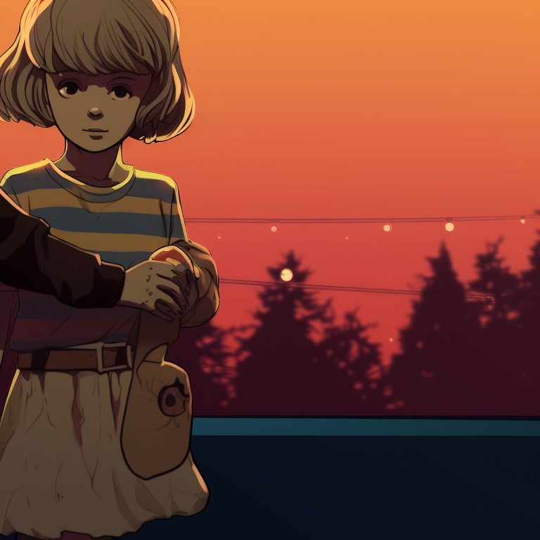 Eleven and Dustin again, wearing matching trick-or-treat bags, standing beneath a gnarled and creepy tree. stranger things matching pfp featuring halloween theme concept pfp for discord.