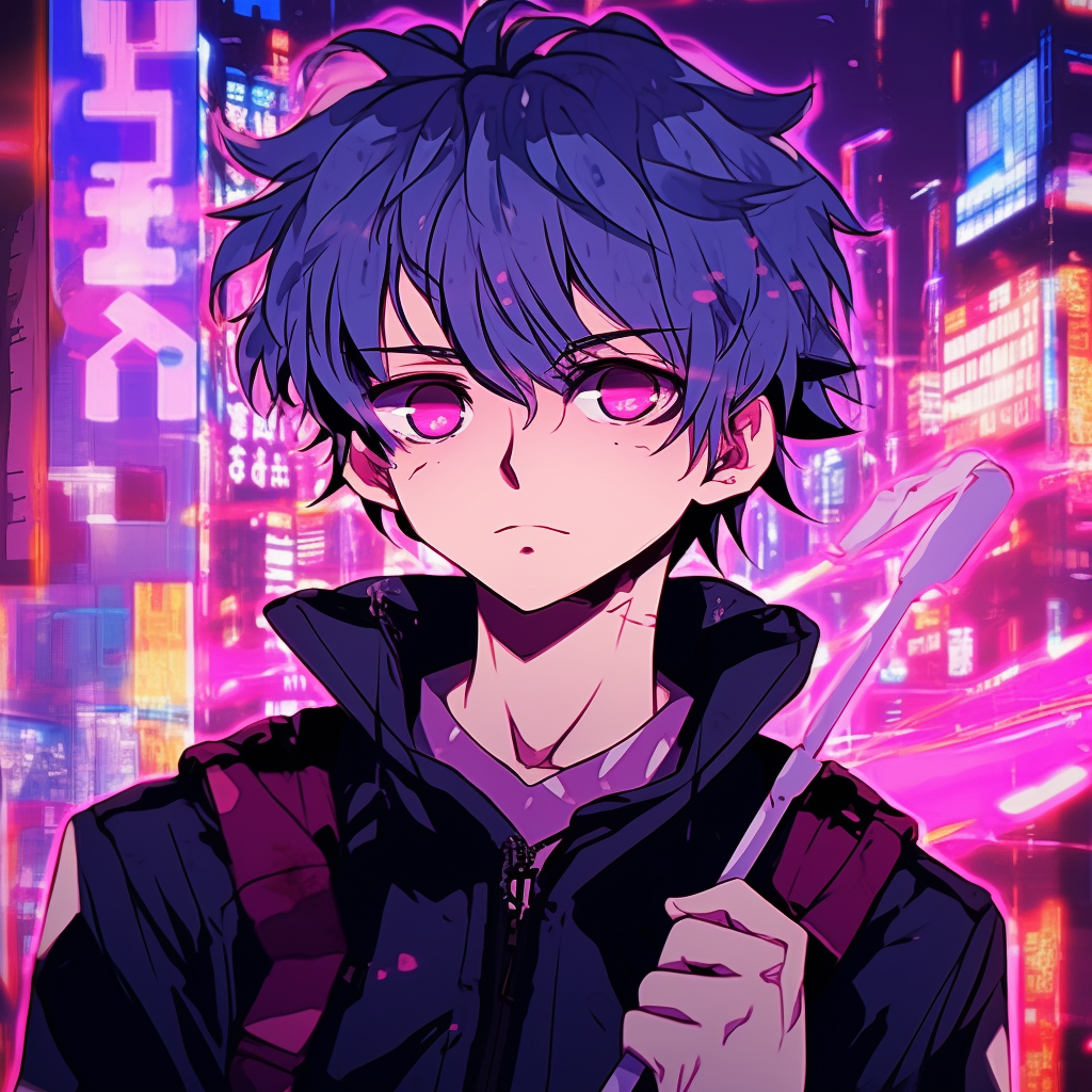 Anime boy with a night sky backdrop, cool color scheme and starry details. unique aesthetic anime pfp